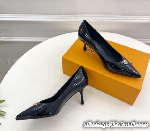 Low Cost Louis Vuitton Stellar Pumps 7cm in Patent Calf Leather Black 127023