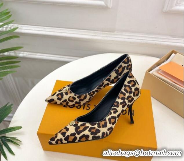 Sophisticated Louis Vuitton Stellar Pumps 7cm in Leopard Print Hairy Leather Brown 127024