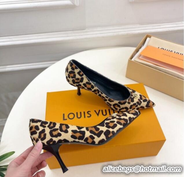 Sophisticated Louis Vuitton Stellar Pumps 7cm in Leopard Print Hairy Leather Brown 127024