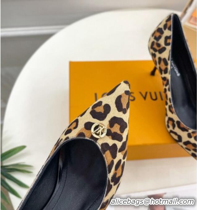 Sophisticated Louis Vuitton Stellar Pumps 7cm in Leopard Print Hairy Leather Brown 127024