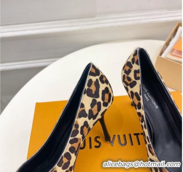 Sophisticated Louis Vuitton Stellar Pumps 7cm in Leopard Print Hairy Leather Brown 127024