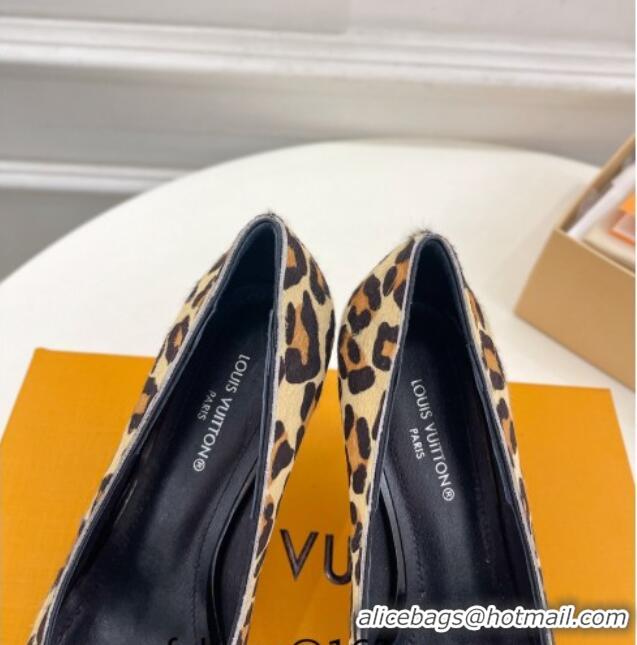 Sophisticated Louis Vuitton Stellar Pumps 7cm in Leopard Print Hairy Leather Brown 127024