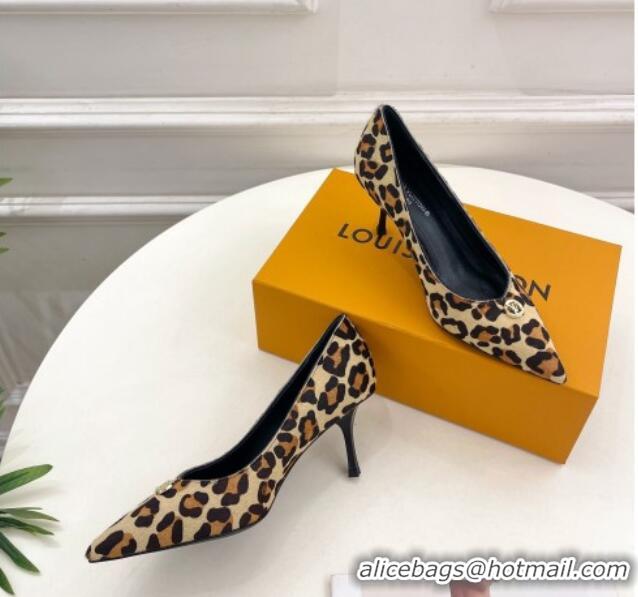 Sophisticated Louis Vuitton Stellar Pumps 7cm in Leopard Print Hairy Leather Brown 127024