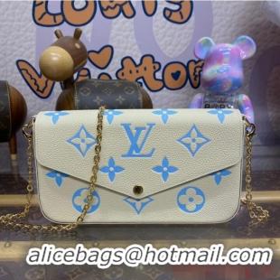 Buy Fashionable Louis Vuitton Felicie Pochette M83025 Latte White& Candy Blue