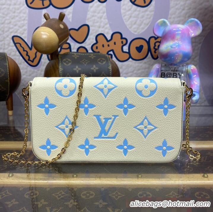 Buy Fashionable Louis Vuitton Felicie Pochette M83025 Latte White& Candy Blue