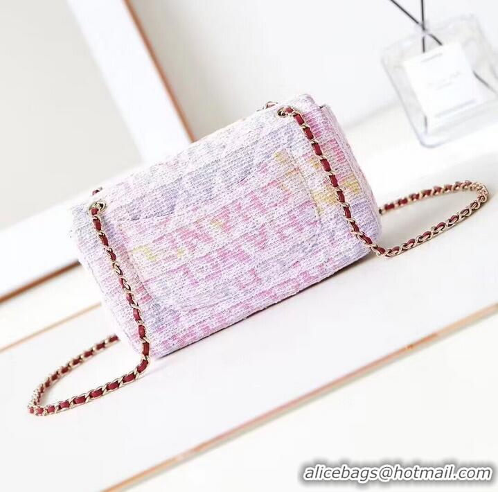 Famous Brand Chanel 24C Mini CocoTweed CLUTCH WITH CHAIN AS4152 Pink