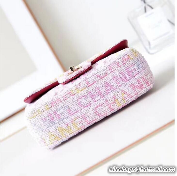 Famous Brand Chanel 24C Mini CocoTweed CLUTCH WITH CHAIN AS4152 Pink