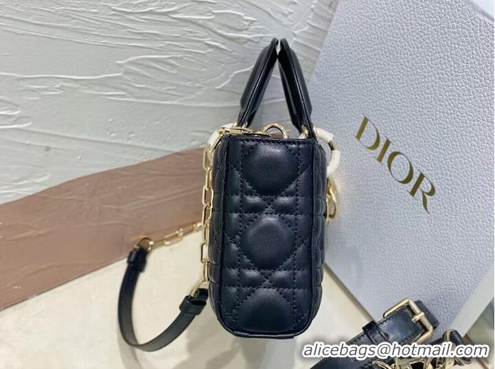 Trendy Design Dior Medium LADY D-JOY BAG Original Calfskin Leather 0540 Black