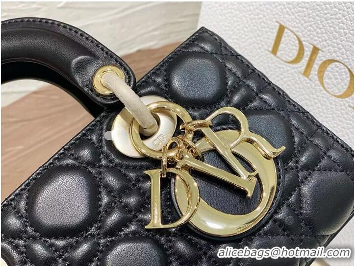 Trendy Design Dior Medium LADY D-JOY BAG Original Calfskin Leather 0540 Black