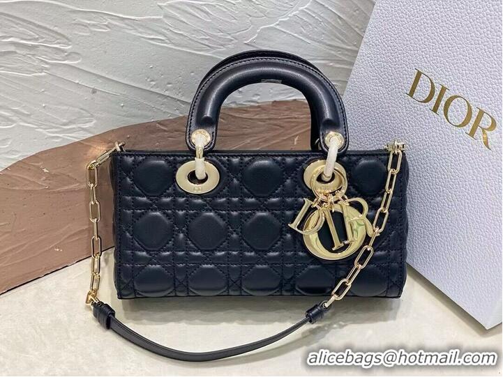 Trendy Design Dior Medium LADY D-JOY BAG Original Calfskin Leather 0540 Black