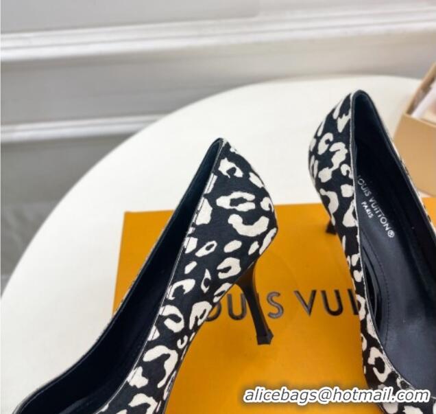 Duplicate Louis Vuitton Stellar Pumps 7cm in Leopard Print Hairy Leather Black/White 127025