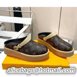 Sumptuous Louis Vuitton Aspen Platform Clog Platform Mules in Classic Monogram Canvas 127026