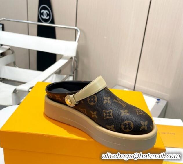 Sumptuous Louis Vuitton Aspen Platform Clog Platform Mules in Classic Monogram Canvas 127026