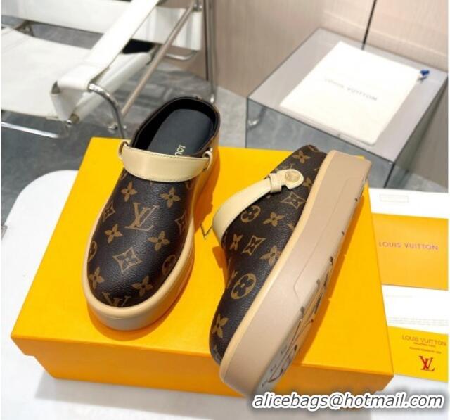 Sumptuous Louis Vuitton Aspen Platform Clog Platform Mules in Classic Monogram Canvas 127026