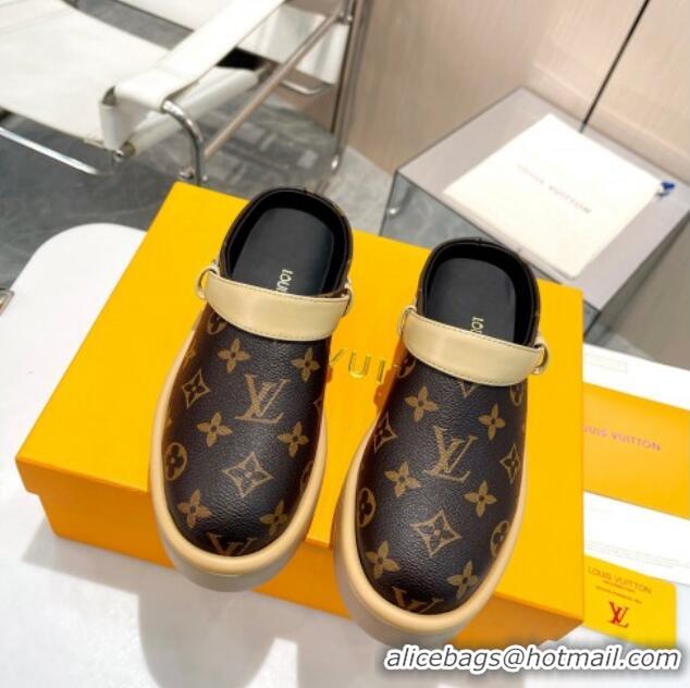 Sumptuous Louis Vuitton Aspen Platform Clog Platform Mules in Classic Monogram Canvas 127026