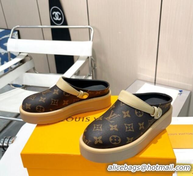 Sumptuous Louis Vuitton Aspen Platform Clog Platform Mules in Classic Monogram Canvas 127026