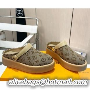 Good Quality Louis Vuitton Aspen Platform Clog Platform Mules in Monogram Canvas Khaki 0127029