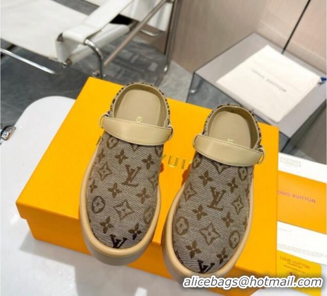 Good Quality Louis Vuitton Aspen Platform Clog Platform Mules in Monogram Canvas Khaki 0127029