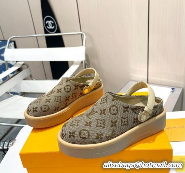 Good Quality Louis Vuitton Aspen Platform Clog Platform Mules in Monogram Canvas Khaki 0127029