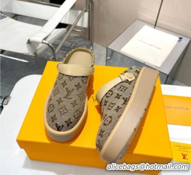 Good Quality Louis Vuitton Aspen Platform Clog Platform Mules in Monogram Canvas Khaki 0127029