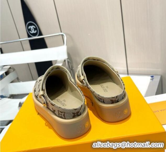 Good Quality Louis Vuitton Aspen Platform Clog Platform Mules in Monogram Canvas Khaki 0127029