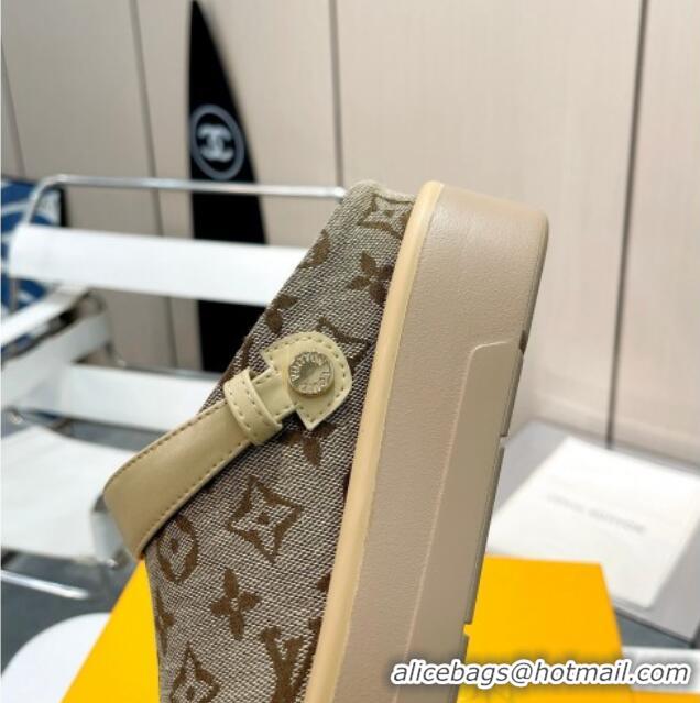 Good Quality Louis Vuitton Aspen Platform Clog Platform Mules in Monogram Canvas Khaki 0127029