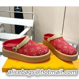 Purchase Louis Vuitton Aspen Platform Clog Platform Mules in Monogram Canvas Red 0127030