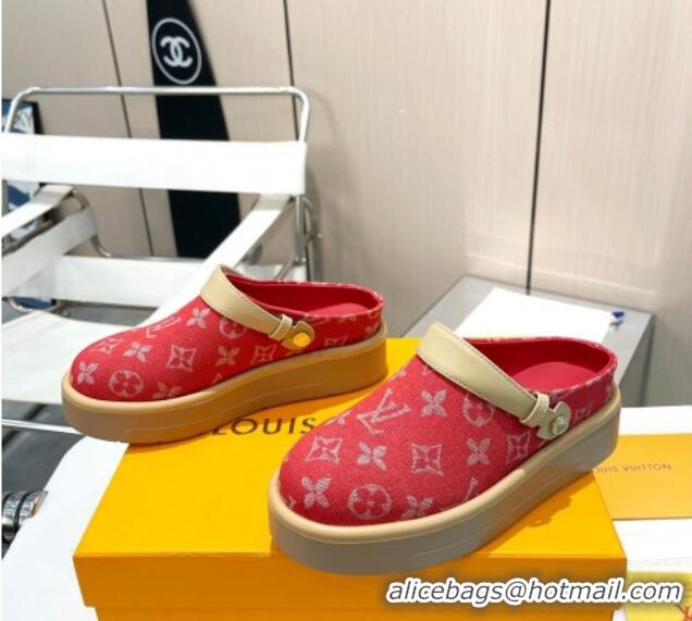 Purchase Louis Vuitton Aspen Platform Clog Platform Mules in Monogram Canvas Red 0127030