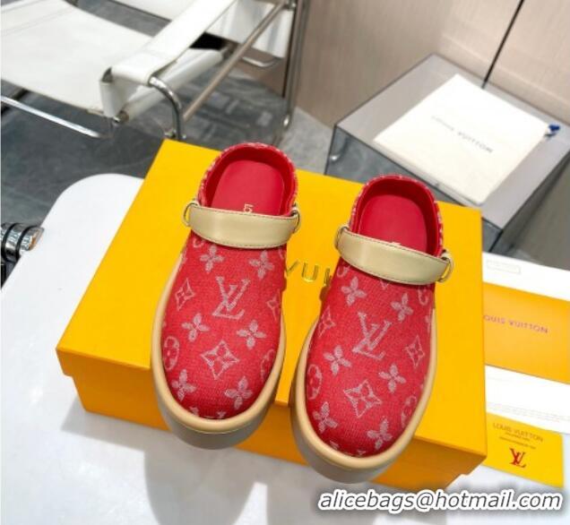 Purchase Louis Vuitton Aspen Platform Clog Platform Mules in Monogram Canvas Red 0127030