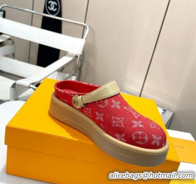 Purchase Louis Vuitton Aspen Platform Clog Platform Mules in Monogram Canvas Red 0127030