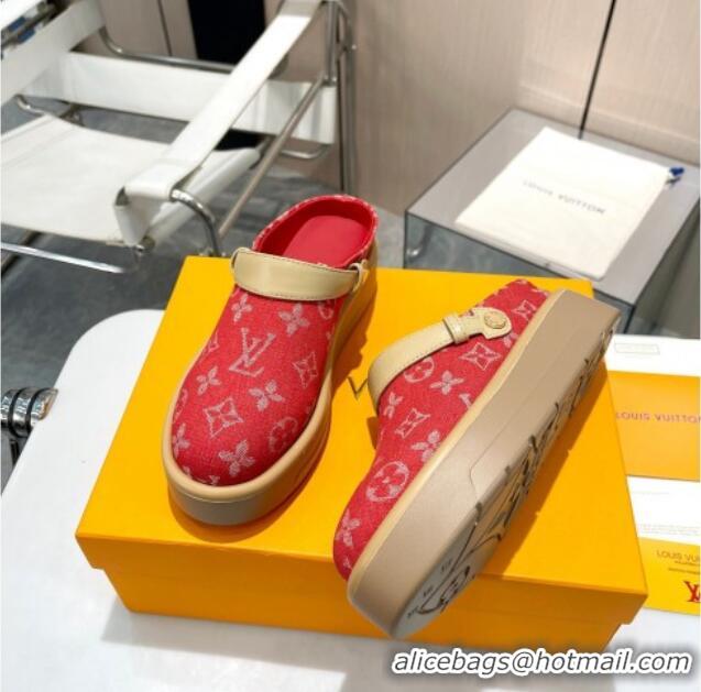 Purchase Louis Vuitton Aspen Platform Clog Platform Mules in Monogram Canvas Red 0127030