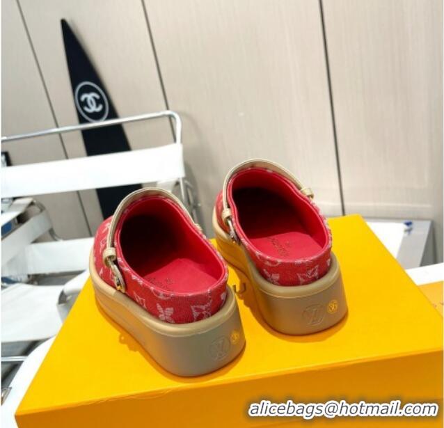 Purchase Louis Vuitton Aspen Platform Clog Platform Mules in Monogram Canvas Red 0127030