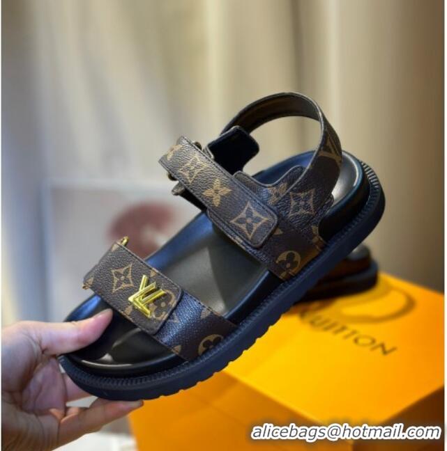 Grade Quality Louis Vuitton LV Sunset Flat Comfort Sandals in Patent Monogram Canvas 0127031