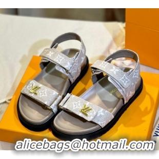 Perfect Louis Vuitton LV Sunset Flat Comfort Sandals in Beige Monogram Denim 127032