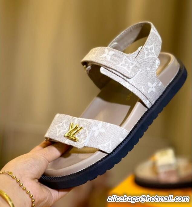 Perfect Louis Vuitton LV Sunset Flat Comfort Sandals in Beige Monogram Denim 127032