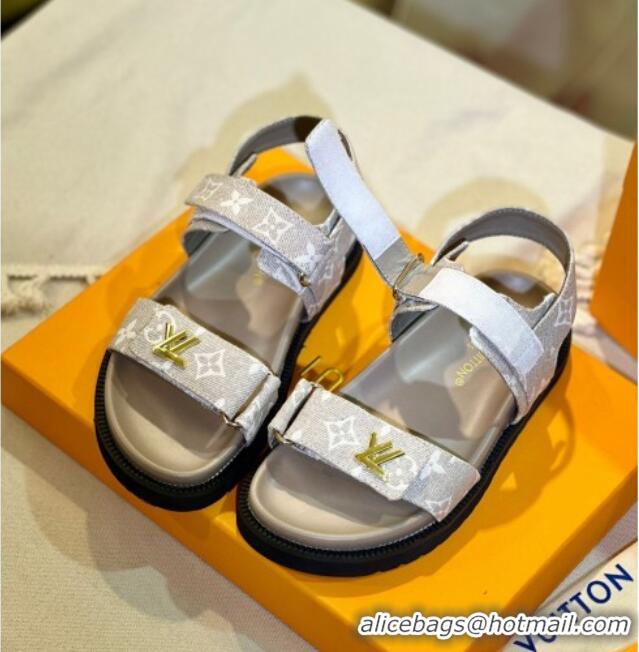 Perfect Louis Vuitton LV Sunset Flat Comfort Sandals in Beige Monogram Denim 127032