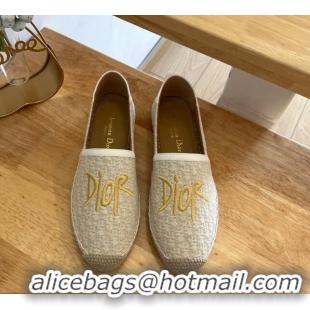 Pretty Style Dior Flat Espadrilles in Denim Embroidery Grey 125088