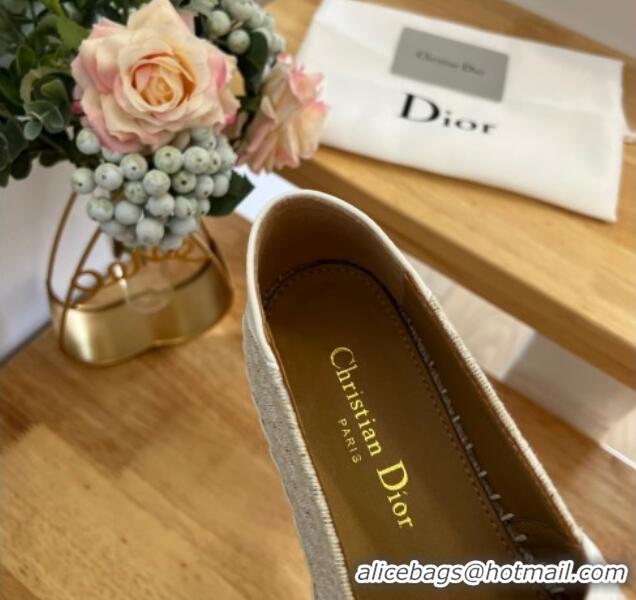 Pretty Style Dior Flat Espadrilles in Denim Embroidery Grey 125088