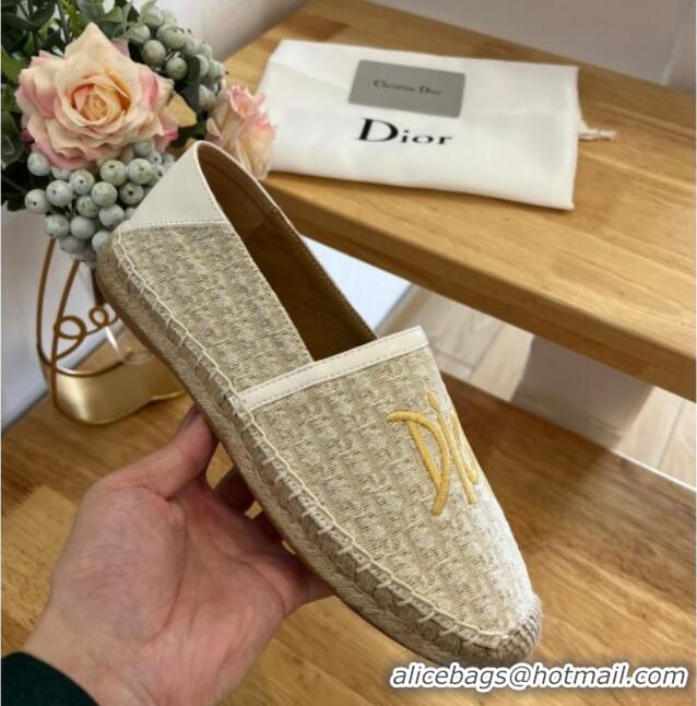 Pretty Style Dior Flat Espadrilles in Denim Embroidery Grey 125088