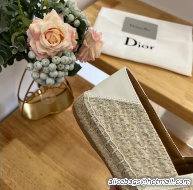 Pretty Style Dior Flat Espadrilles in Denim Embroidery Grey 125088