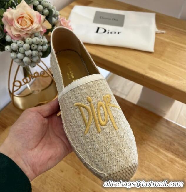 Pretty Style Dior Flat Espadrilles in Denim Embroidery Grey 125088