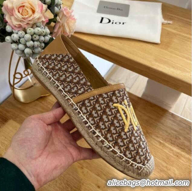 Top Grade Dior Flat Espadrilles in Denim Embroidery Brown 125089