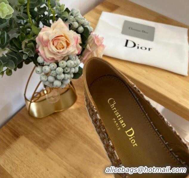 Top Grade Dior Flat Espadrilles in Denim Embroidery Brown 125089