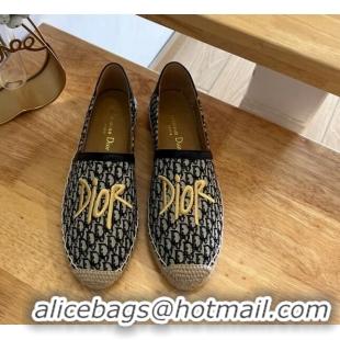 Unique Style Dior Flat Espadrilles in Denim Embroidery Blue 125090