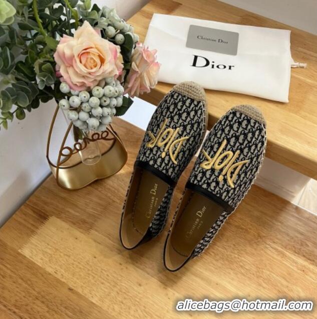 Unique Style Dior Flat Espadrilles in Denim Embroidery Blue 125090