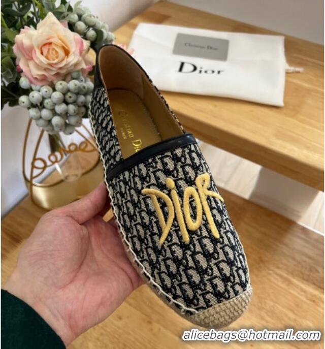 Unique Style Dior Flat Espadrilles in Denim Embroidery Blue 125090