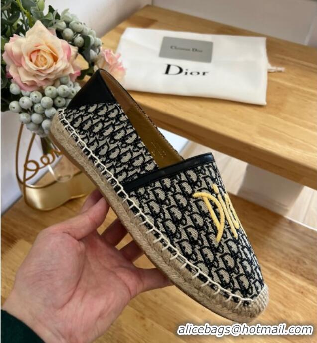 Unique Style Dior Flat Espadrilles in Denim Embroidery Blue 125090