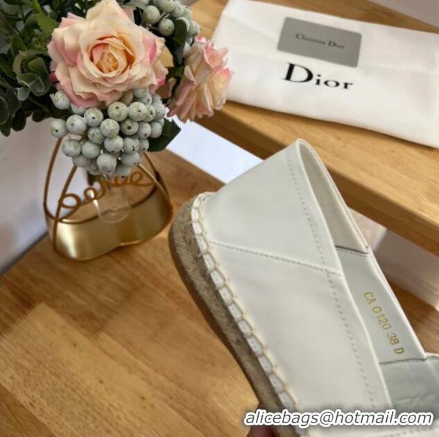 Durable Dior Flat Espadrilles in Embroidered Calfskin White 0125091