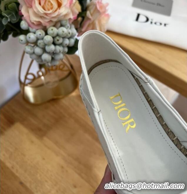 Durable Dior Flat Espadrilles in Embroidered Calfskin White 0125091