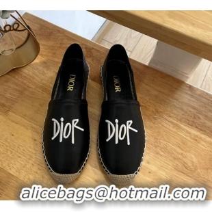 Best Product Dior Flat Espadrilles in Embroidered Calfskin Black 125092